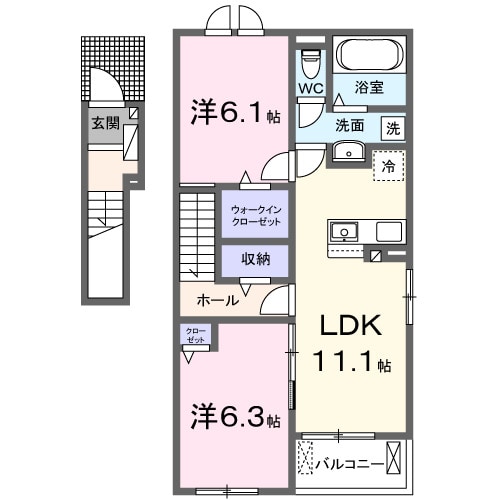 新倉敷駅 徒歩24分 2階の物件間取画像