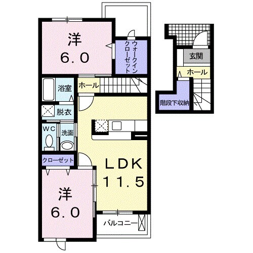 新倉敷駅 徒歩20分 2階の物件間取画像