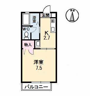 弥生駅 徒歩47分 2階の物件間取画像