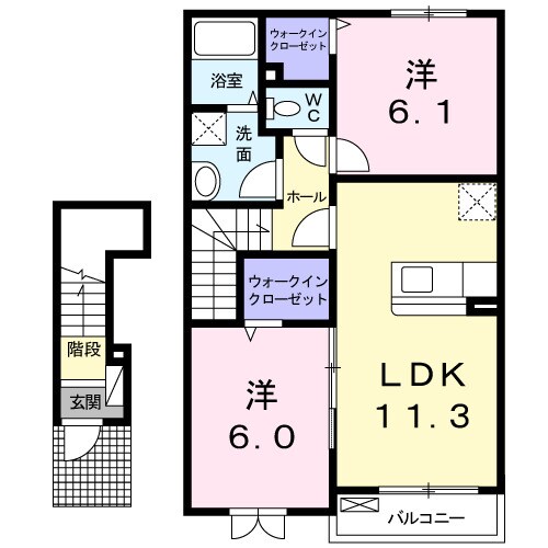 植松駅 徒歩17分 2階の物件間取画像