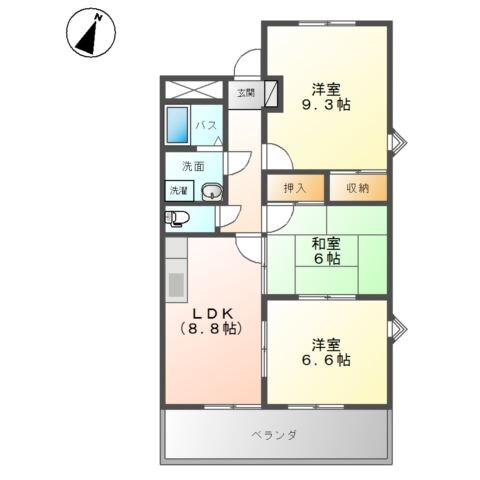 西阿知駅 徒歩8分 1階の物件間取画像