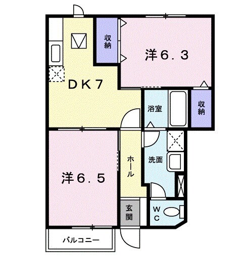 西阿知駅 徒歩9分 1階の物件間取画像