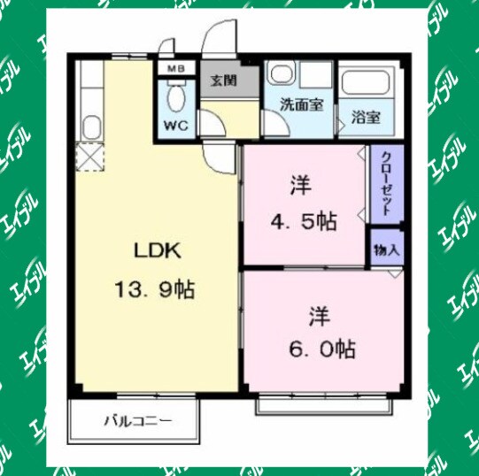 高畑駅 バス21分  八百島下車：停歩2分 2階の物件間取画像