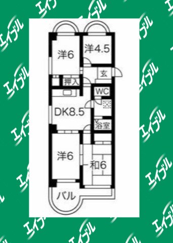 庄内緑地公園駅 徒歩27分 3階の物件間取画像
