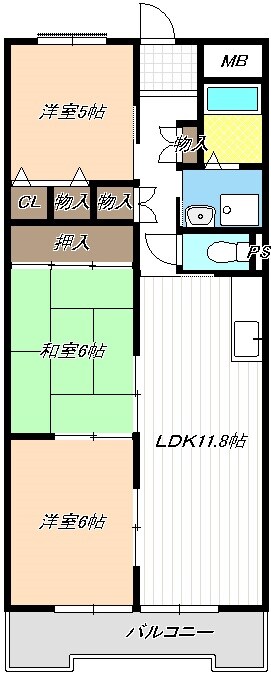 第６グランドハイツ服部の物件間取画像