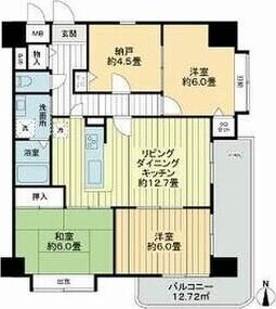 中央マンション名駅の物件間取画像
