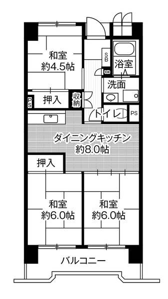 ビレッジハウス笠寺タワー1号棟の物件間取画像