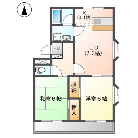 有松駅 バス8分  敷田北下車：停歩10分 2階の物件間取画像