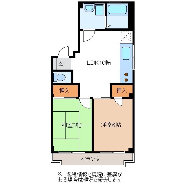 今渡グリーンハイツBの物件間取画像