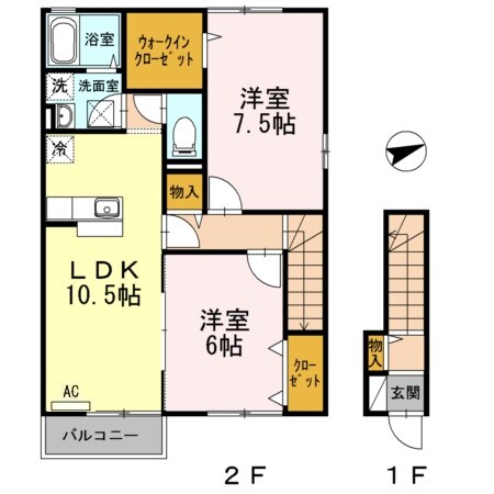 ローズコートヤマサ　B棟の物件間取画像