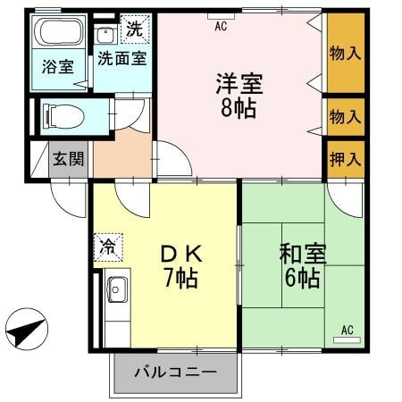 セジュールオガワB棟の物件間取画像