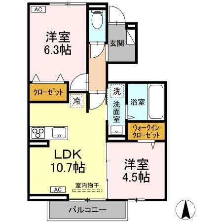 横尾駅 徒歩31分 1階の物件間取画像