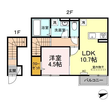 戸手駅 徒歩18分 2階の物件間取画像