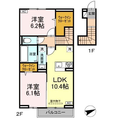 東福山駅 徒歩46分 2階の物件間取画像