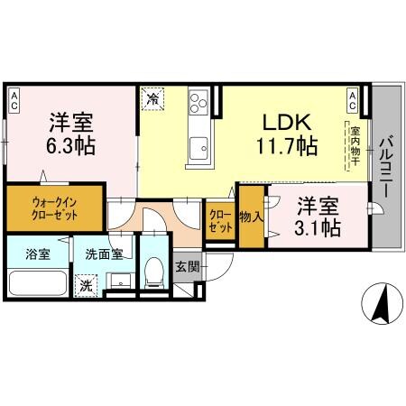 東福山駅 徒歩16分 2階の物件間取画像