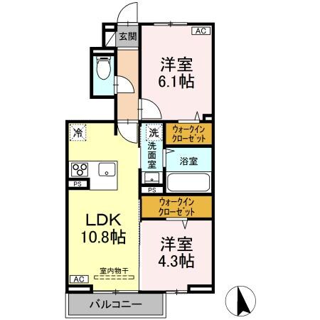 上戸手駅 徒歩6分 1階の物件間取画像