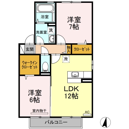 セジュールシマダ Dの物件間取画像