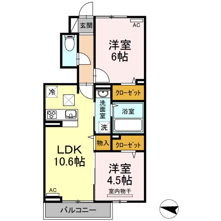 湯野駅 徒歩15分 1階の物件間取画像