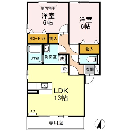 横尾駅 徒歩15分 1階の物件間取画像