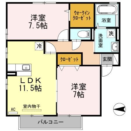 フォレストコート Aの物件間取画像