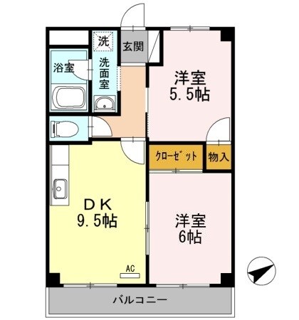 東福山駅 徒歩57分 2階の物件間取画像