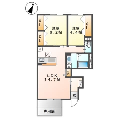 万能倉駅 徒歩15分 1階の物件間取画像