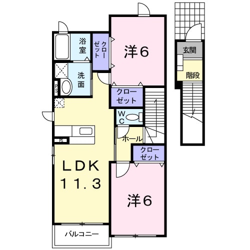 福山駅 バス24分  新川崎橋下車：停歩6分 2階の物件間取画像