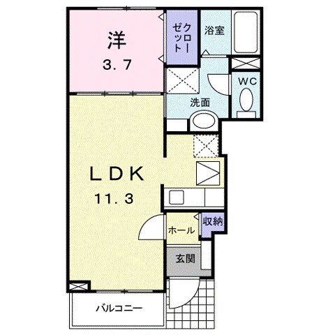 横尾駅 徒歩8分 1階の物件間取画像