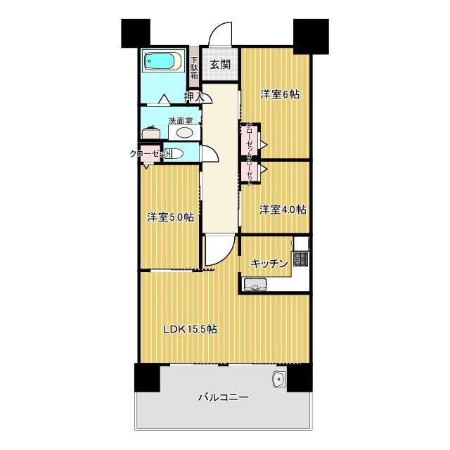 福山駅 徒歩3分 17階の物件間取画像