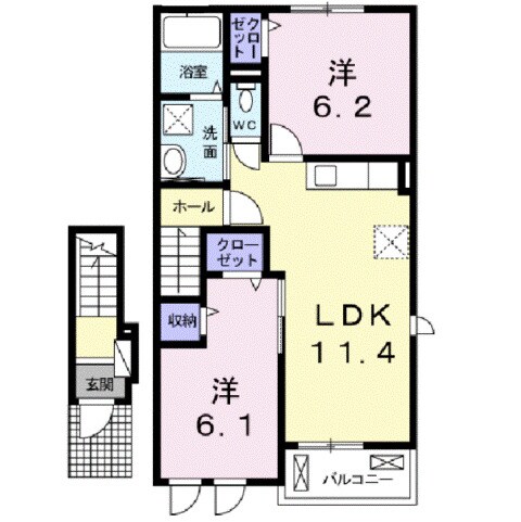 横尾駅 徒歩13分 2階の物件間取画像