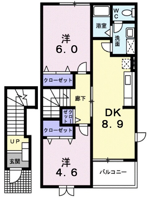 横尾駅 徒歩15分 2階の物件間取画像