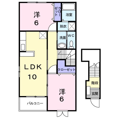 近田駅 徒歩6分 2階の物件間取画像