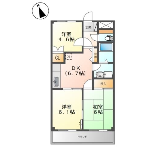 福山駅 徒歩76分 1階の物件間取画像