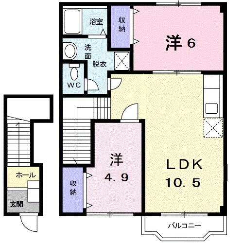 宇宿駅 バス13分  八洲団地下車：停歩5分 2階の物件間取画像