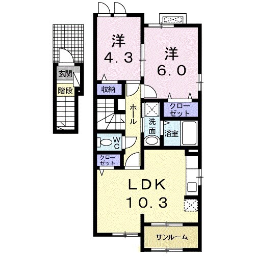 伊集院駅 徒歩8分 2階の物件間取画像