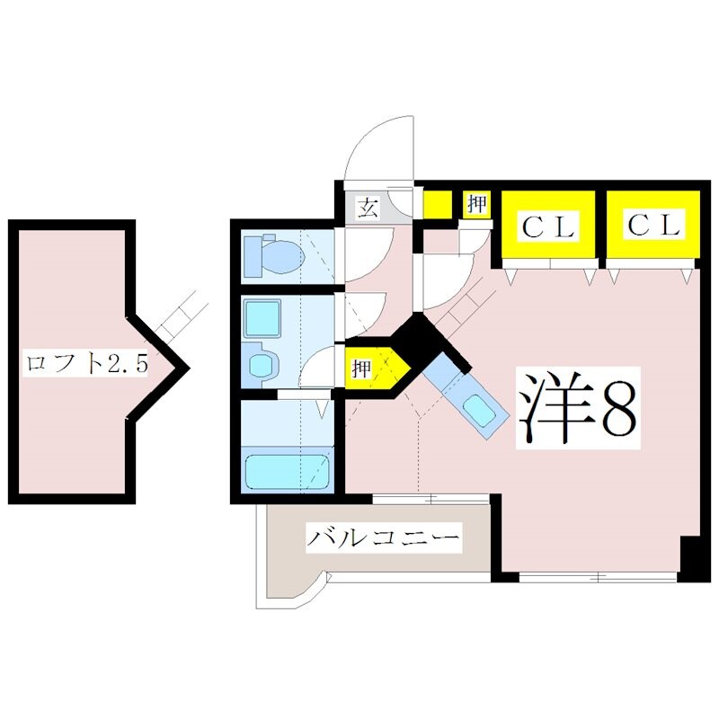 中之平 徒歩4分 6階の物件間取画像