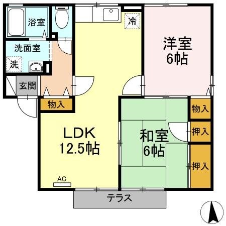 坂之上駅 徒歩13分 1階の物件間取画像