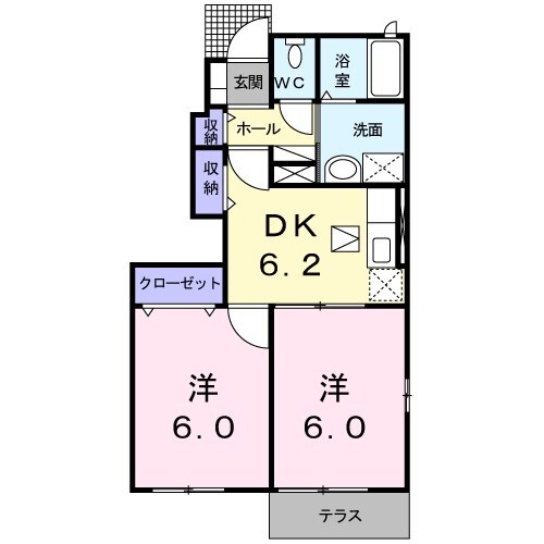 中山福永下 徒歩2分 1階の物件間取画像