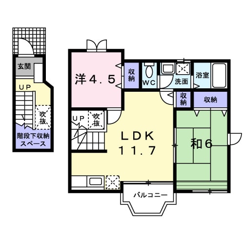 西陵五丁目 徒歩2分 2階の物件間取画像