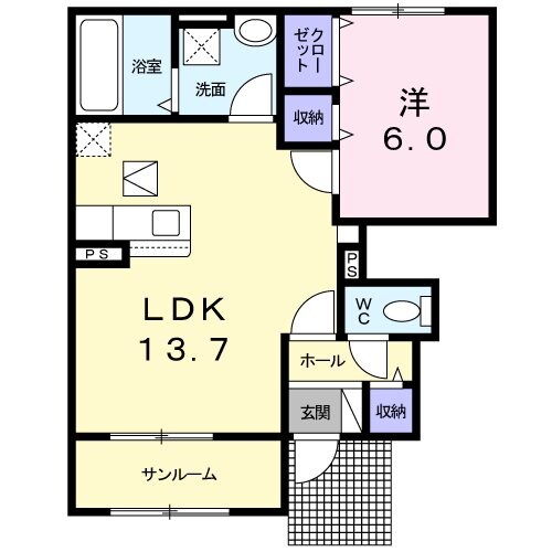 坂之上駅 徒歩8分 1階の物件間取画像