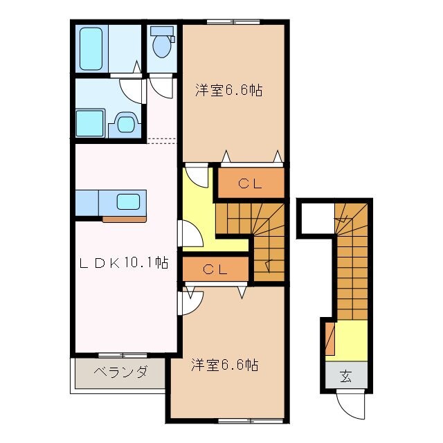 名張駅 徒歩18分 2階の物件間取画像