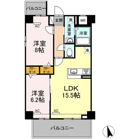 アルバグランデ三ツ矢橋の物件間取画像