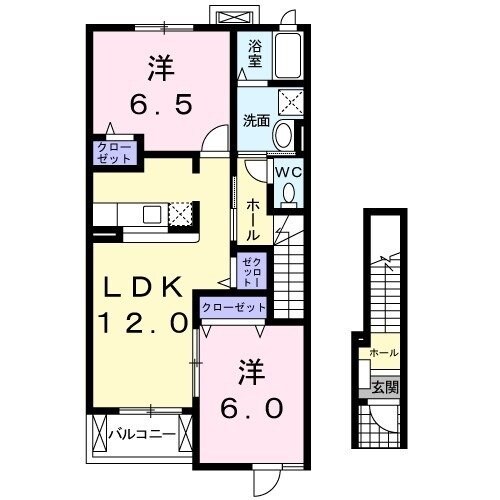 ハ－モニ－白ゆり　Ａの物件間取画像