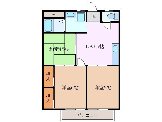 シティーハイツキャッスルA棟の物件間取画像