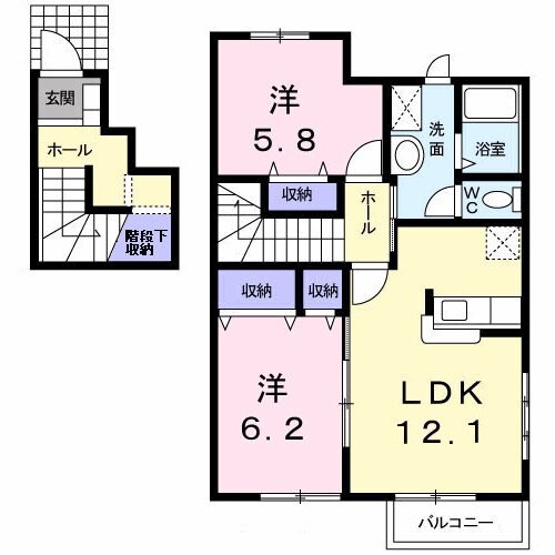 アンソレイエ　Ａ棟の物件間取画像