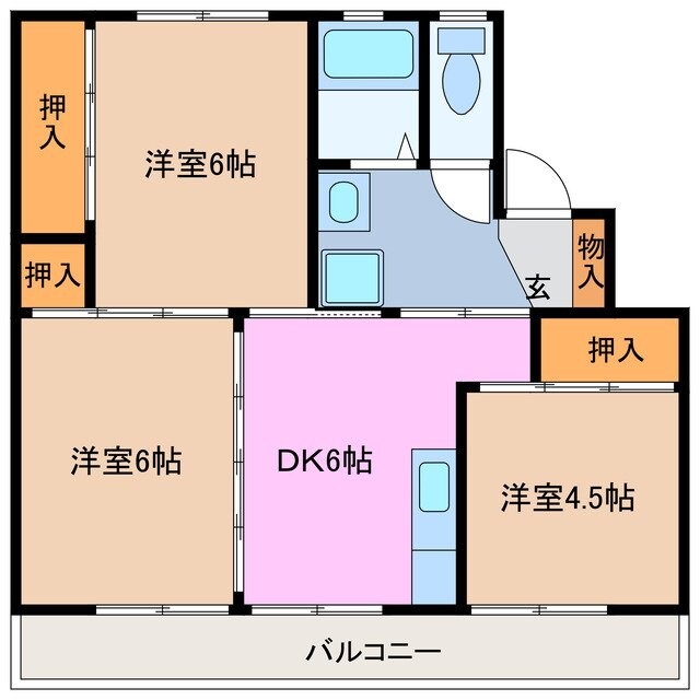 ビレッジハウス伊勢南部2号棟の物件間取画像