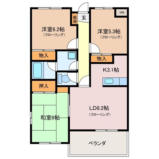 ＧａｒｄｅｎＭａｎｓｉｏｎひまわり館の物件間取画像