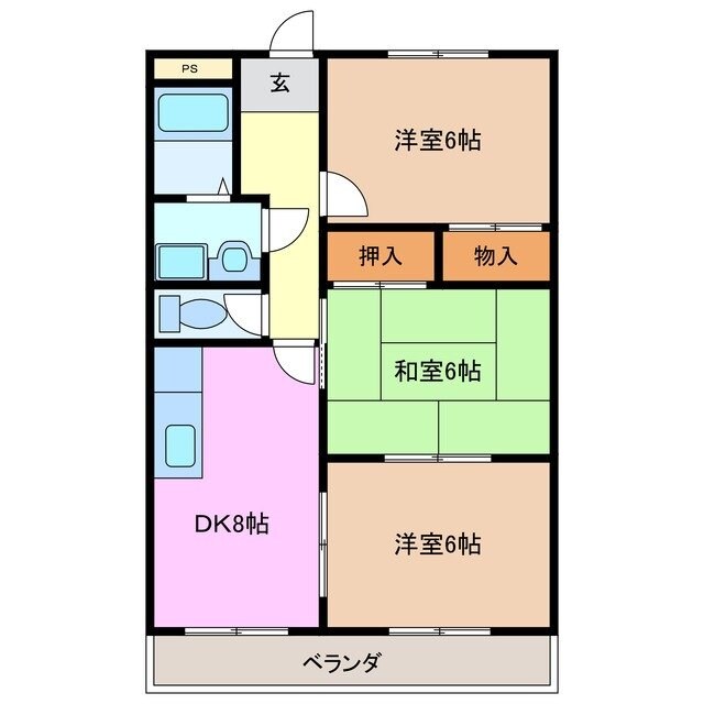 エレガントレーベンＢ棟の物件間取画像