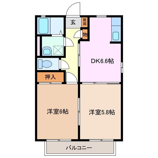 タウンＫＯＭＯ　Ａ棟の物件間取画像