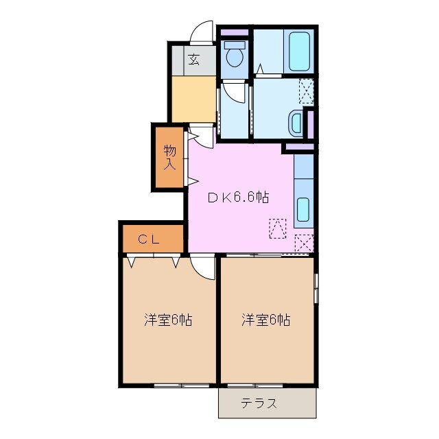 北楠駅 徒歩18分 1階の物件間取画像